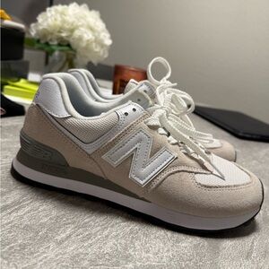 New Balance Cream and White Athletic Shoes